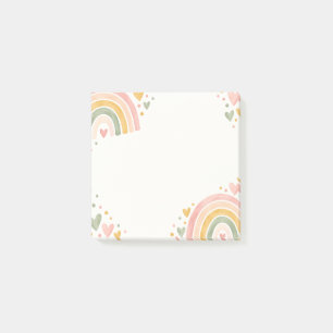 Pastel Rainbow Hearts Stationery Post-it Notes