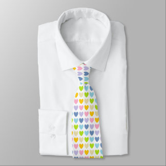 Pastel Rainbow Hearts Tie
