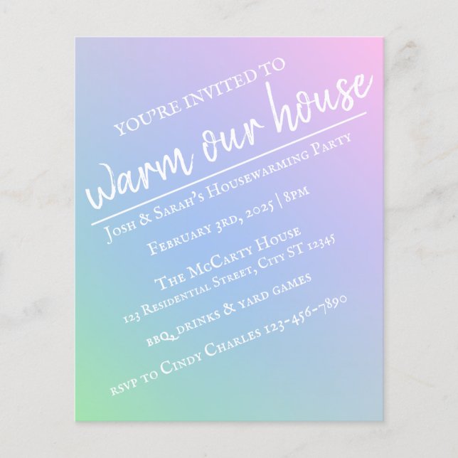 Pastel Rainbow Housewarming Party Flyer (Front)