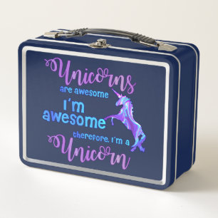 Pastel Rainbow I'm A Unicorn Metal Lunch Box