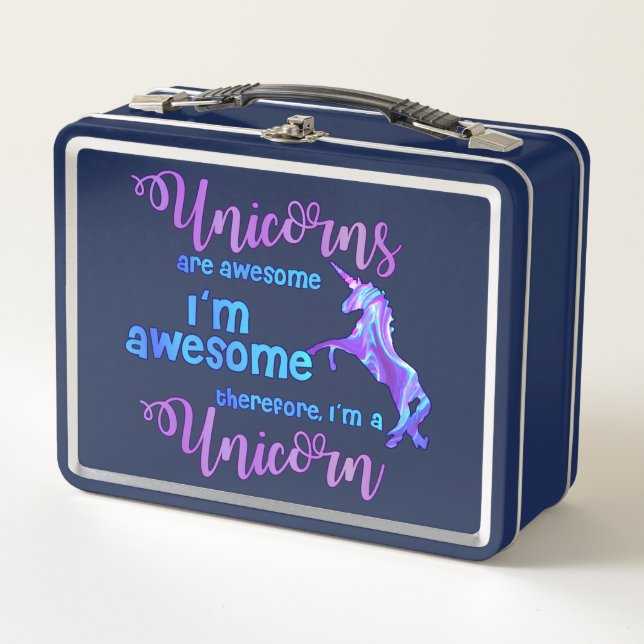 Pastel Rainbow I'm A Unicorn Metal Lunch Box (Front)