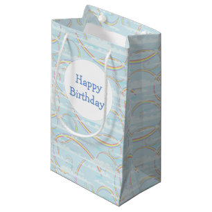 Pastel Rainbow in Blue Sky with White Clouds Small Gift Bag