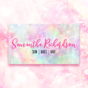 Pastel Rainbow Iridescent Holographic Opal Crystal Business Card