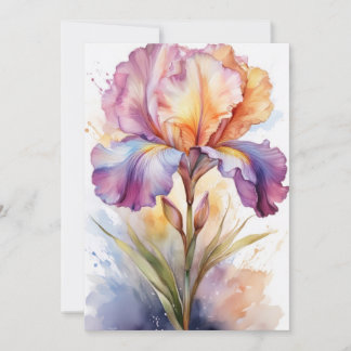 Pastel Rainbow Iris Flower in Watercolor
