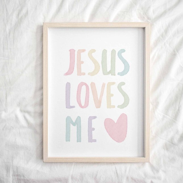 Pastel rainbow Jesus loves me poster (Creator Uploaded)