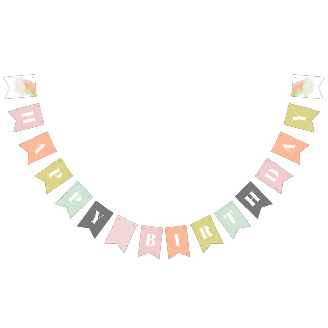 Pastel Rainbow Kids Happy Birthday Bunting (All)