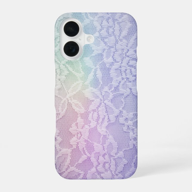 Pastel Rainbow Lace iPhone 16 Case (Back)