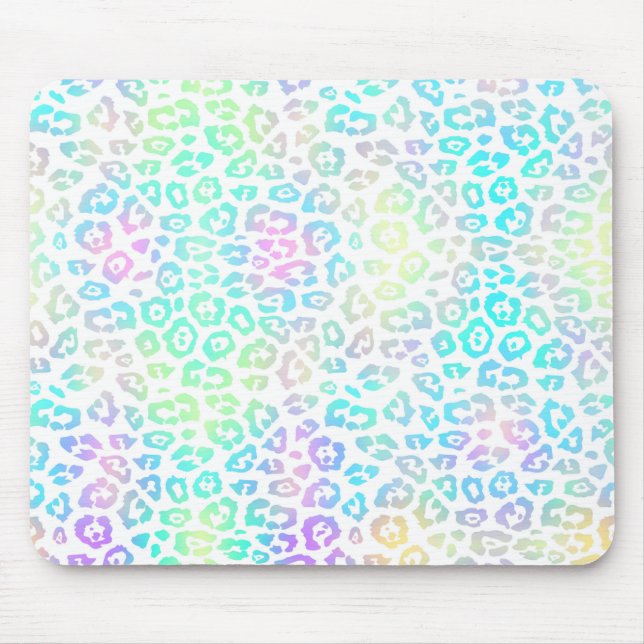 Pastel Rainbow Leopard Pattern  Mouse Mat (Front)