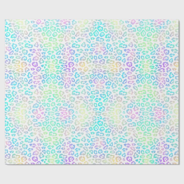 Pastel Rainbow Leopard Pattern  Wrapping Paper (Flat)