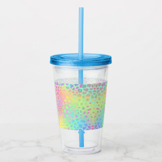 Pastel Rainbow Leopard Print Acrylic Tumbler