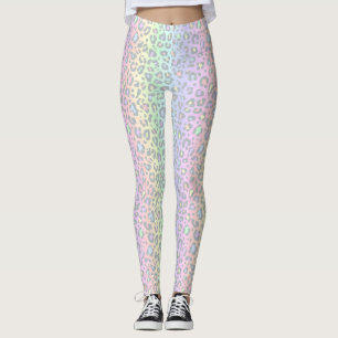 Pastel Rainbow Leopard Print Leggings