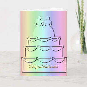 Pastel Rainbow Lesbian Wedding Cake Card