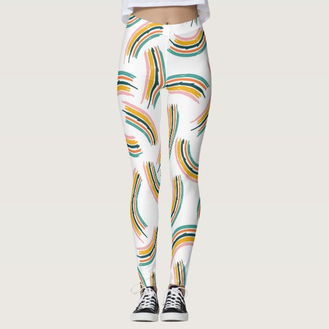Pastel Rainbow Lines: Vintage Seamless Leggings (Front)