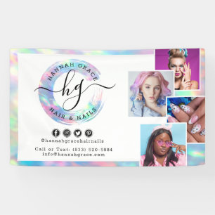 Pastel Rainbow Logo Salon Stylist Marketing Photos Banner