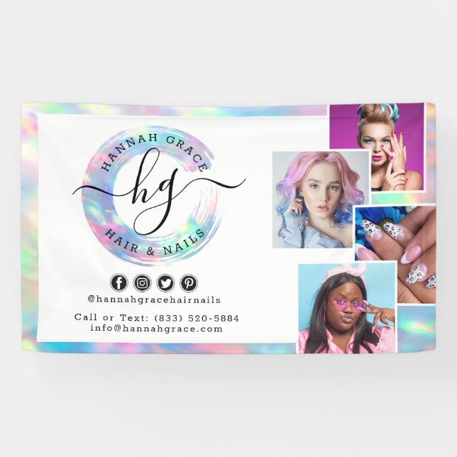 Pastel Rainbow Logo Salon Stylist Marketing Photos Banner (Horizontal)