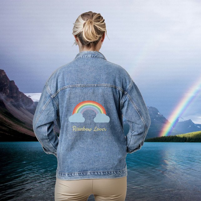Pastel Rainbow Lover Denim Jacket (Pastel Rainbow Lover Denim Jacket)