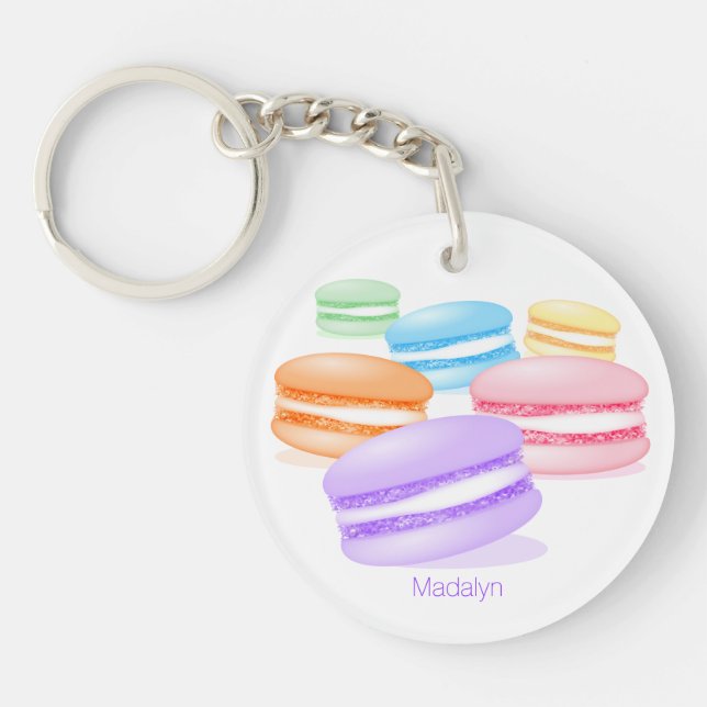 pastel rainbow macarons key ring (Front)