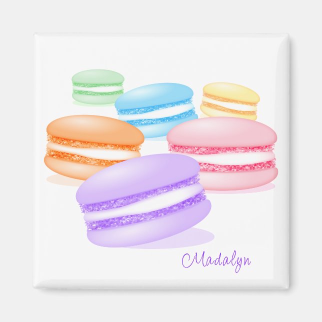 pastel rainbow macarons magnet (Front)