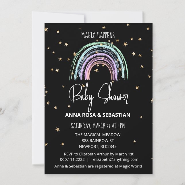 *~* Pastel Rainbow Magic Baby Shower Invitation (Front)