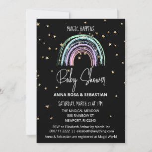 *~* Pastel Rainbow Magic Baby Shower Invitation