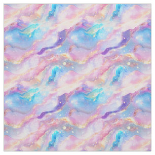 Pastel Rainbow Marble with Gold Glitter Fabric