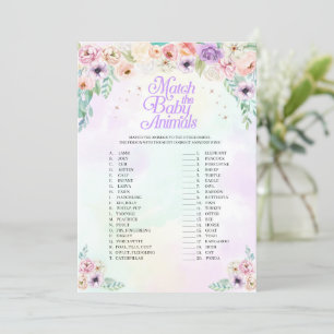 Pastel Rainbow Match The Baby Animals Game Card