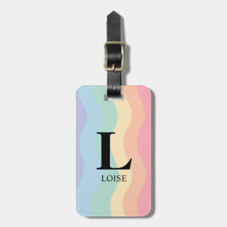 Pastel Rainbow Monogram Luggage Tag