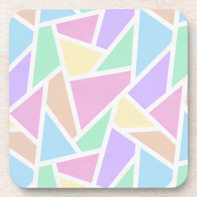 Pastel rainbow mosaic pattern coaster (Front)