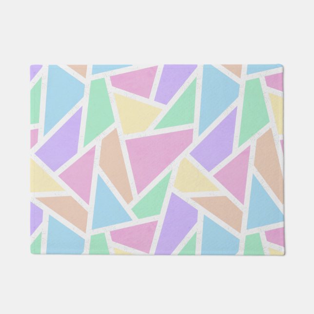 Pastel rainbow mosaic pattern doormat (Front)