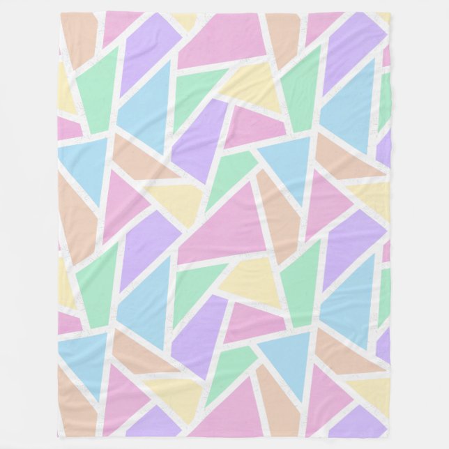 Pastel rainbow mosaic pattern fleece blanket (Front)