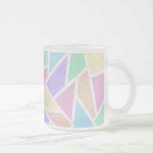 Pastel rainbow mosaic pattern frosted glass coffee mug