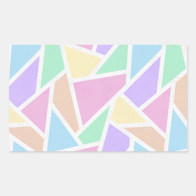 Pastel rainbow mosaic pattern rectangular sticker (Front)