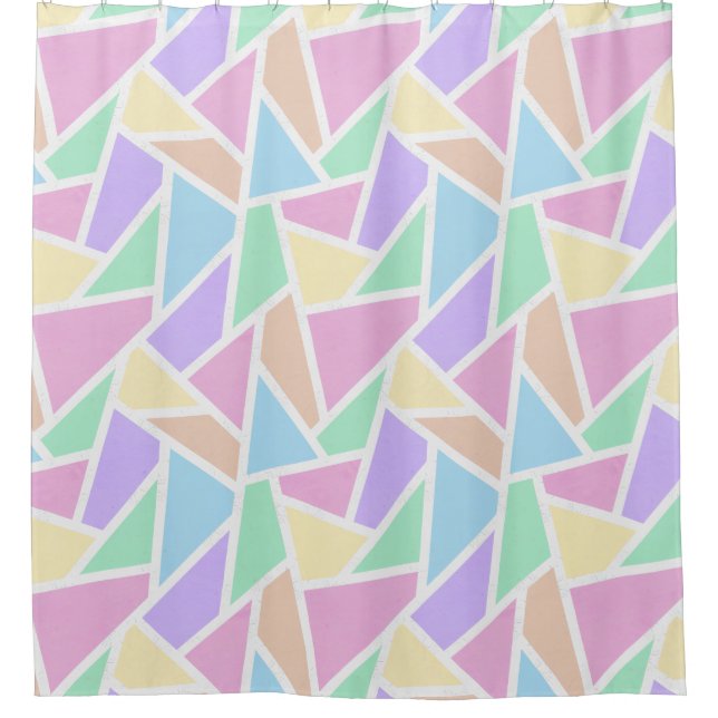 Pastel rainbow mosaic pattern shower curtain (Front)