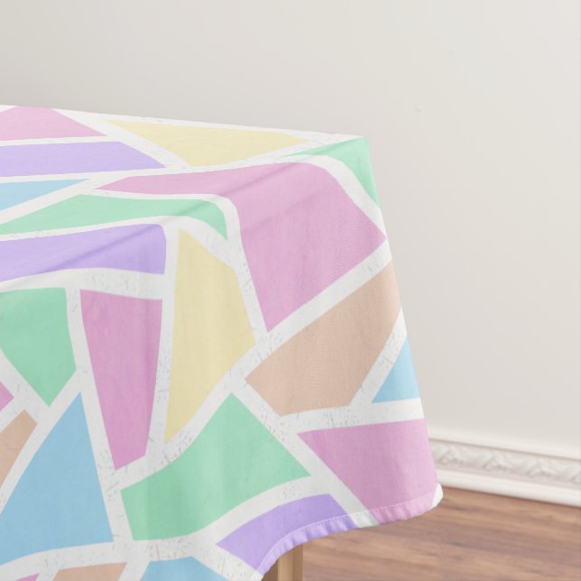 Pastel rainbow mosaic pattern tablecloth (In Situ)