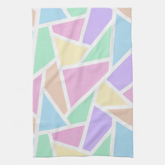 Pastel rainbow mosaic pattern tea towel (Vertical)