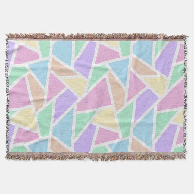 Pastel rainbow mosaic pattern throw blanket (Front)