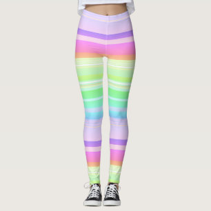 Pastel rainbow multicolor striped leggings