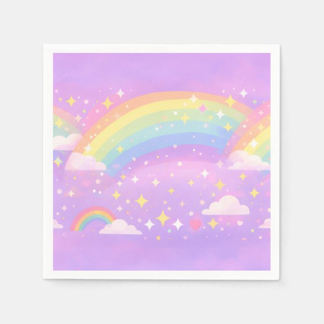 Pastel Rainbow Neurodivergent Party Napkins (Front)
