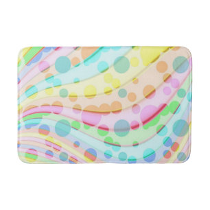 Pastel Rainbow of Ribbons and Bubbles Bath Mat