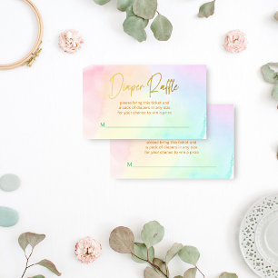 Pastel rainbow ombre baby shower diaper raffle enclosure card