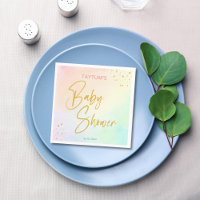 Pastel rainbow ombre baby shower printed