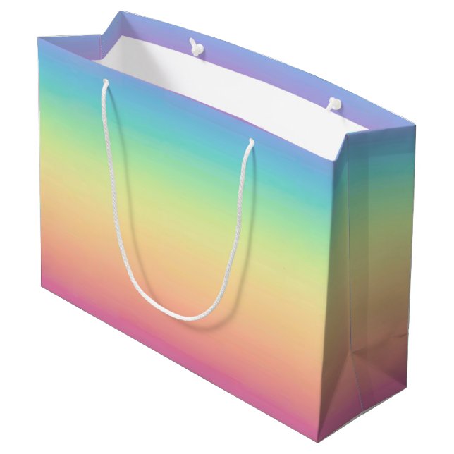 Pastel Rainbow Ombre Custom Large Gift Bag (Back Angled)