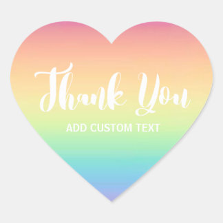 Pastel Rainbow Ombre Custom Thank You Heart Sticker