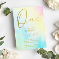 Pastel rainbow ombre first birthday party