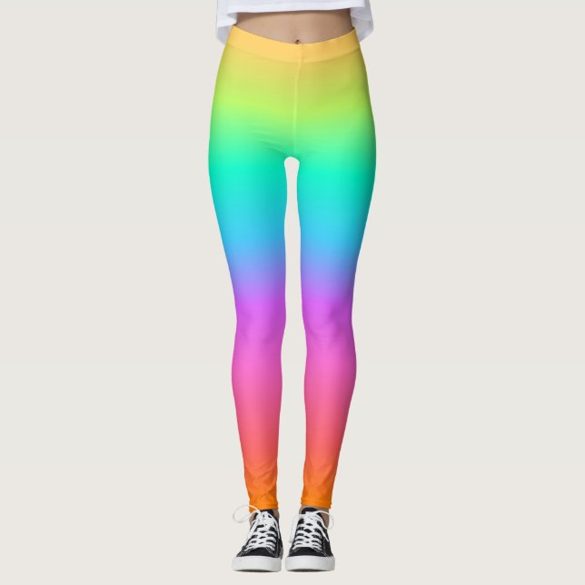 Pastel Rainbow Ombre Gradient Leggings (Front)
