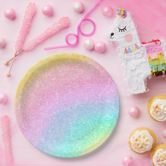 Pastel Rainbow Ombre Paper Plate (Party)