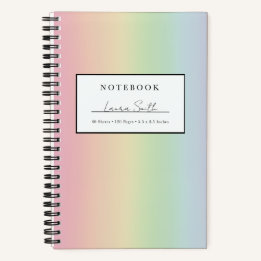 Pastel Rainbow Ombré Personalised Notebook