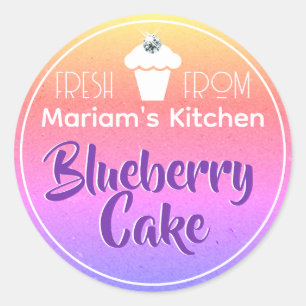 Pastel Rainbow Ombre Rhinestone Cake Pastry Label