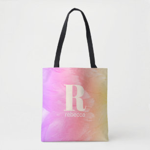 Pastel Rainbow Ombre Swan Feathers Tote Bag