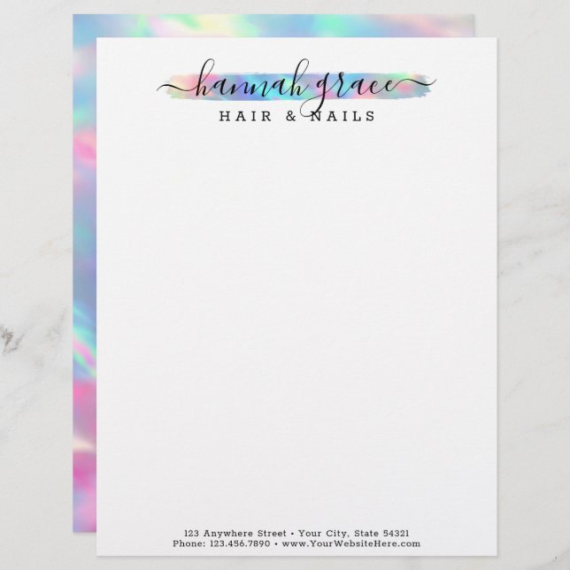 Pastel Rainbow Paint Swash Elegant Custom Logo Custom Letterhead (Front/Back)